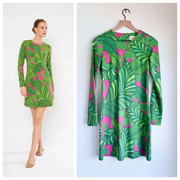 Flora Bea Nyc Dresses & Skirts - NEW Flora Bea Morgan Long Sleeve Shift Dress in Farm Valley Pink Tropical Size S